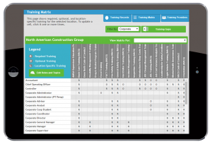 Training matrix on tablet