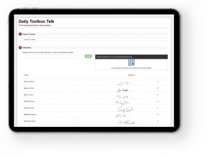 Toolbox talk attendance tracking