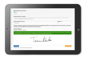 tablet with competency sign off