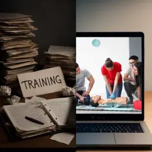 Crew member on jobsite showing field-level engagement with new safety software.