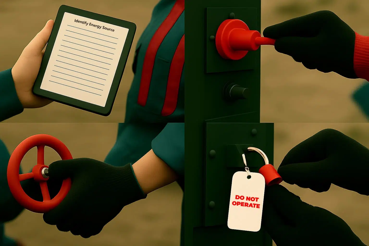 Warning tag reading 'Do Not Operate' on control panel