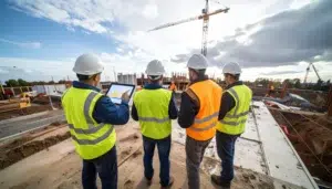 Field team combining real-time data with trusted safety instincts at construction site.