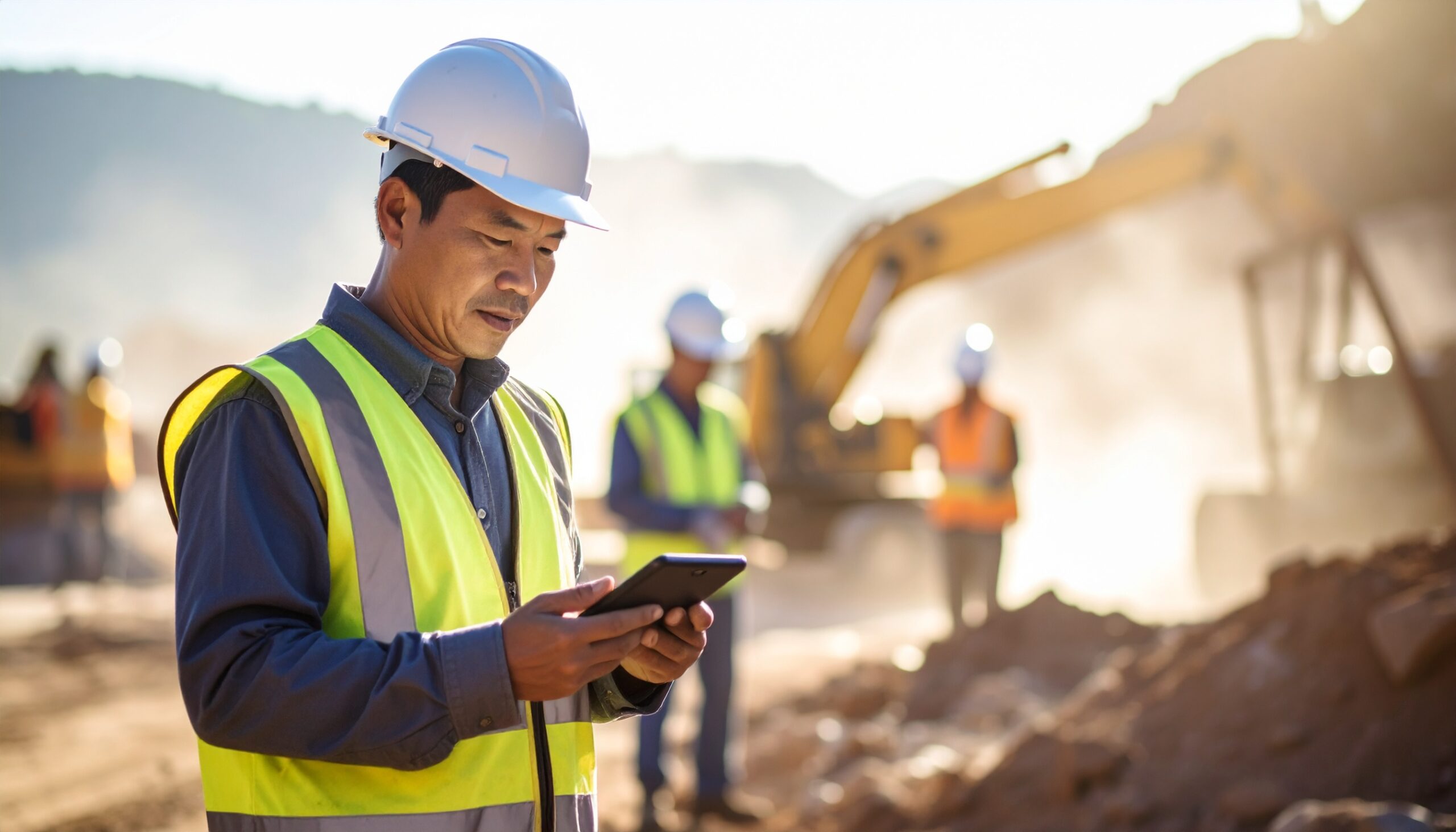 Field worker documenting a safety risk on site with real-time safety reporting tools.