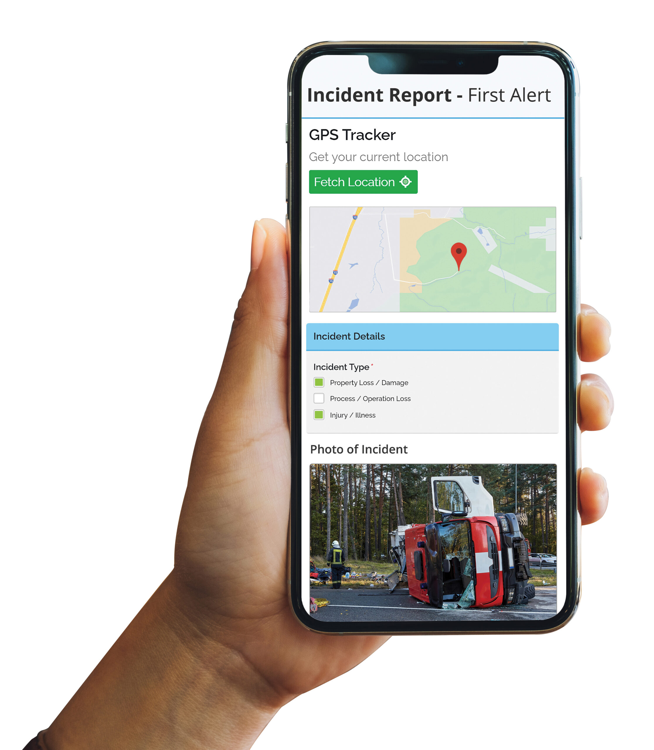 Mobile reporting tool for logging job site incidents in real time.