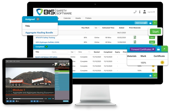 LMS on desktop and tab