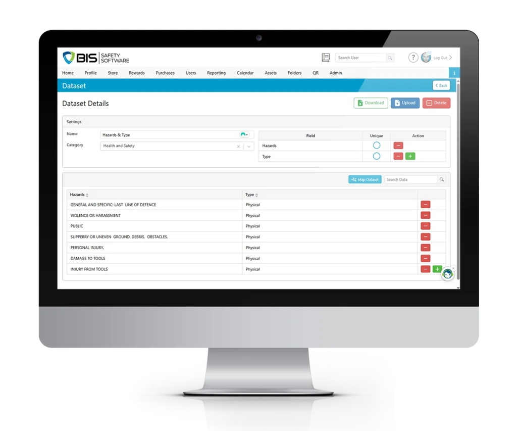 bis safety software dataset on computer