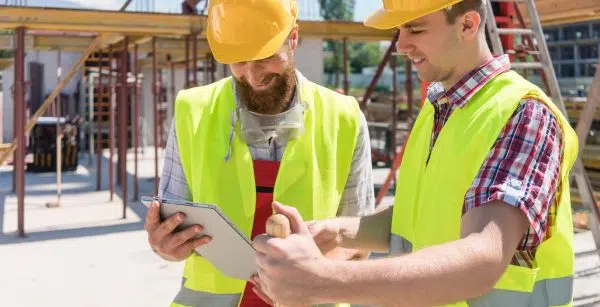 Two worker using LMS on tab