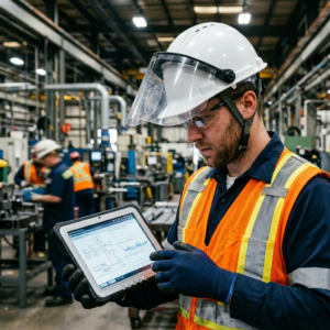 Mobile workforce submitting near miss report through risk management software