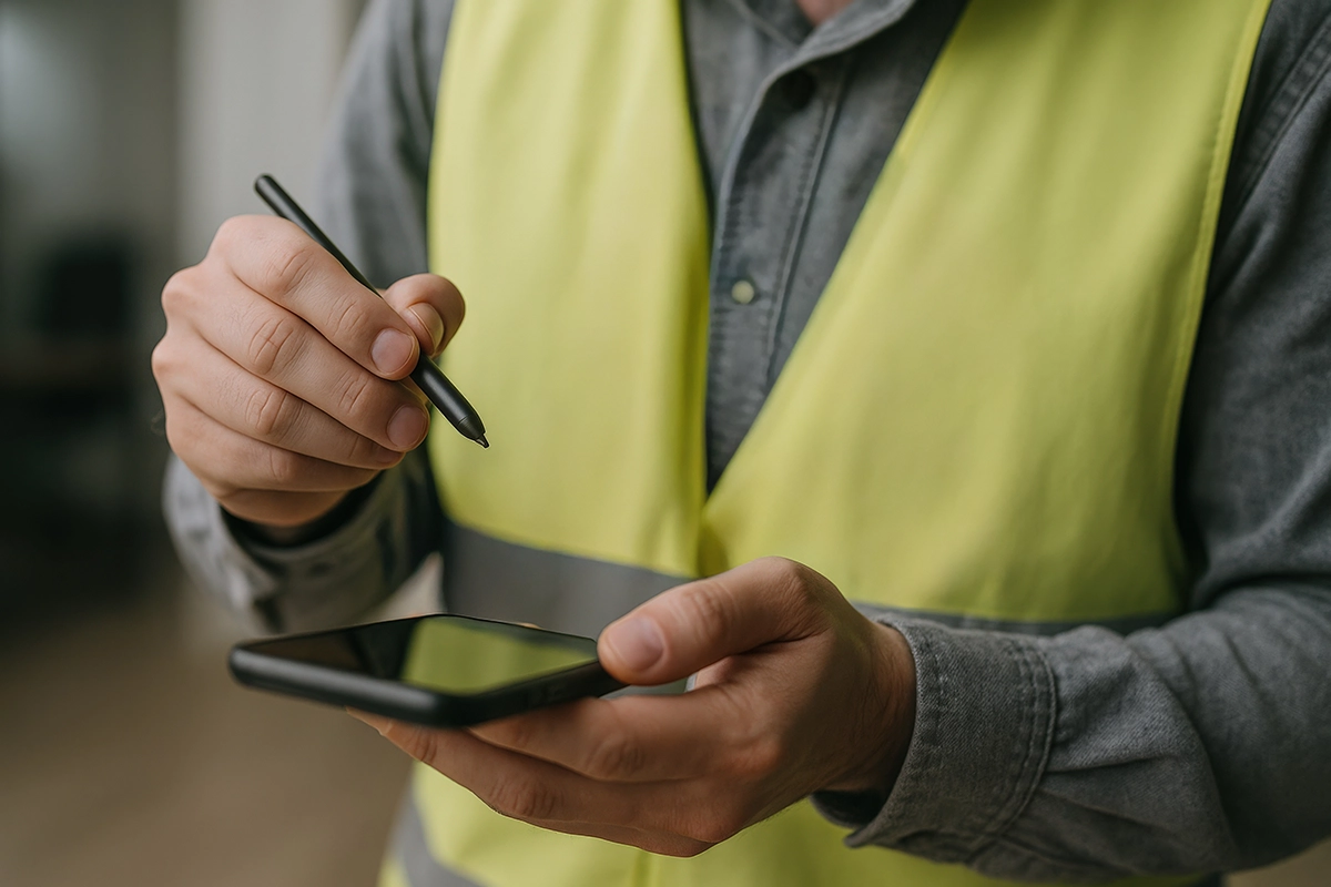 worker identifying hazard using ehs software