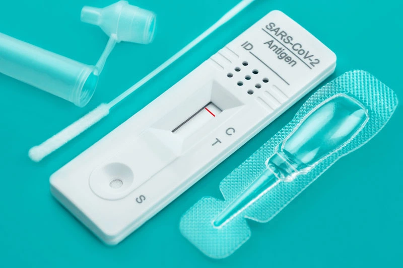 Rapid COVID-19 self-test kit close-up