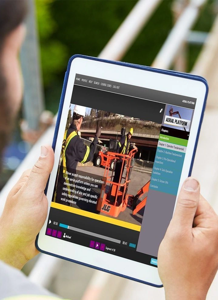 Viewing course on tablet