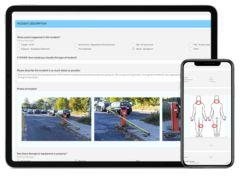 Incident Form on smart phone and tablet