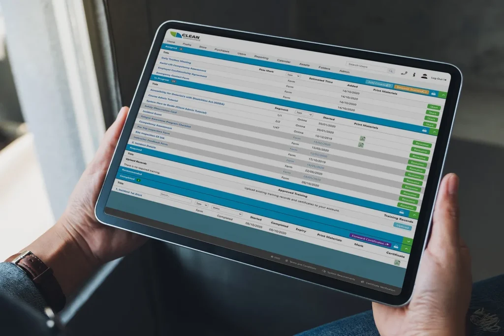 LMS on home screen of tablet