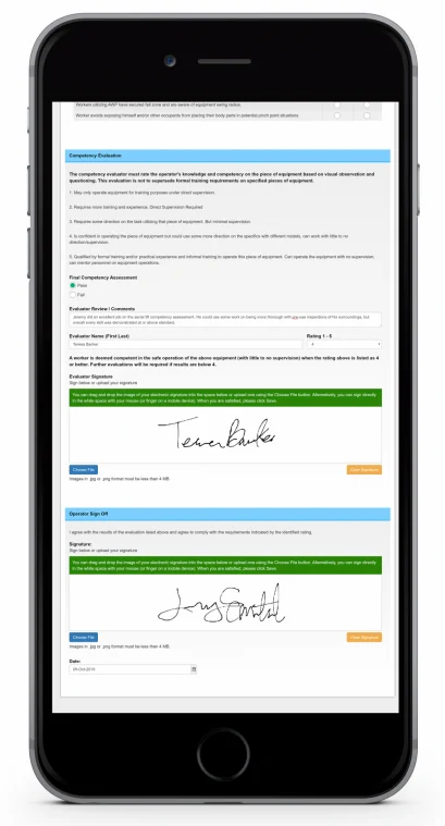 Phone competency sign off